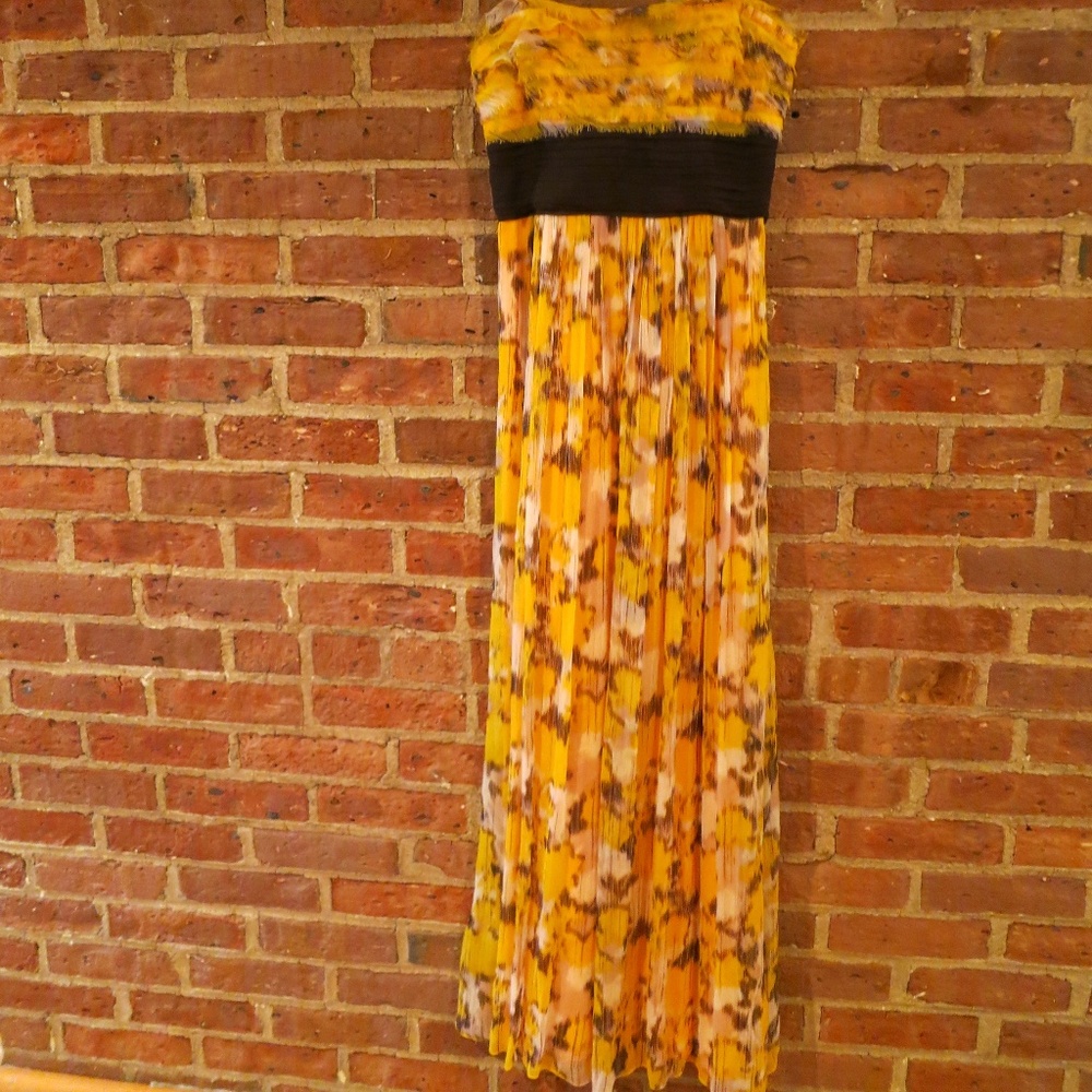 BCBG MAXAZRIA 100% Silk Georgette Crepe Leopard Print Strapless Maxi Dress 0